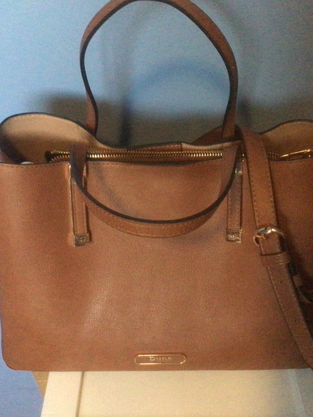 👜 NWOT Dune London Faux Vegan Leather Lined Tote With Carrier Bag 👜 - Picture 4 of 12